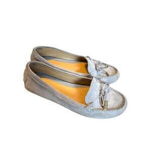 Michael Kors Womens Suede Moccasins Size 7.5 blue Leather Outsole Slip-On Loafer